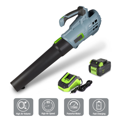 16000RPM 60Hz Wireless Air Blower Cordless Leaf Blower Dengan Baterai Dan Pengisi Daya