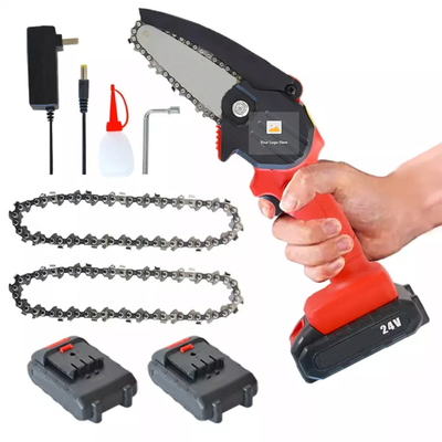 6 Inch 300W Baterai Portable Chain Saw Machine Pegangan Listrik Pemotong Kayu Tanpa Kabel