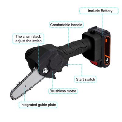 6 Inch 300W Baterai Portable Chain Saw Machine Pegangan Listrik Pemotong Kayu Tanpa Kabel