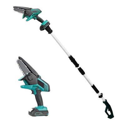 450w Mini Cordless 8 Inch Garden Electric Chainsaw Pemangkas Pohon Jangkauan Panjang yang Dapat Diperpanjang